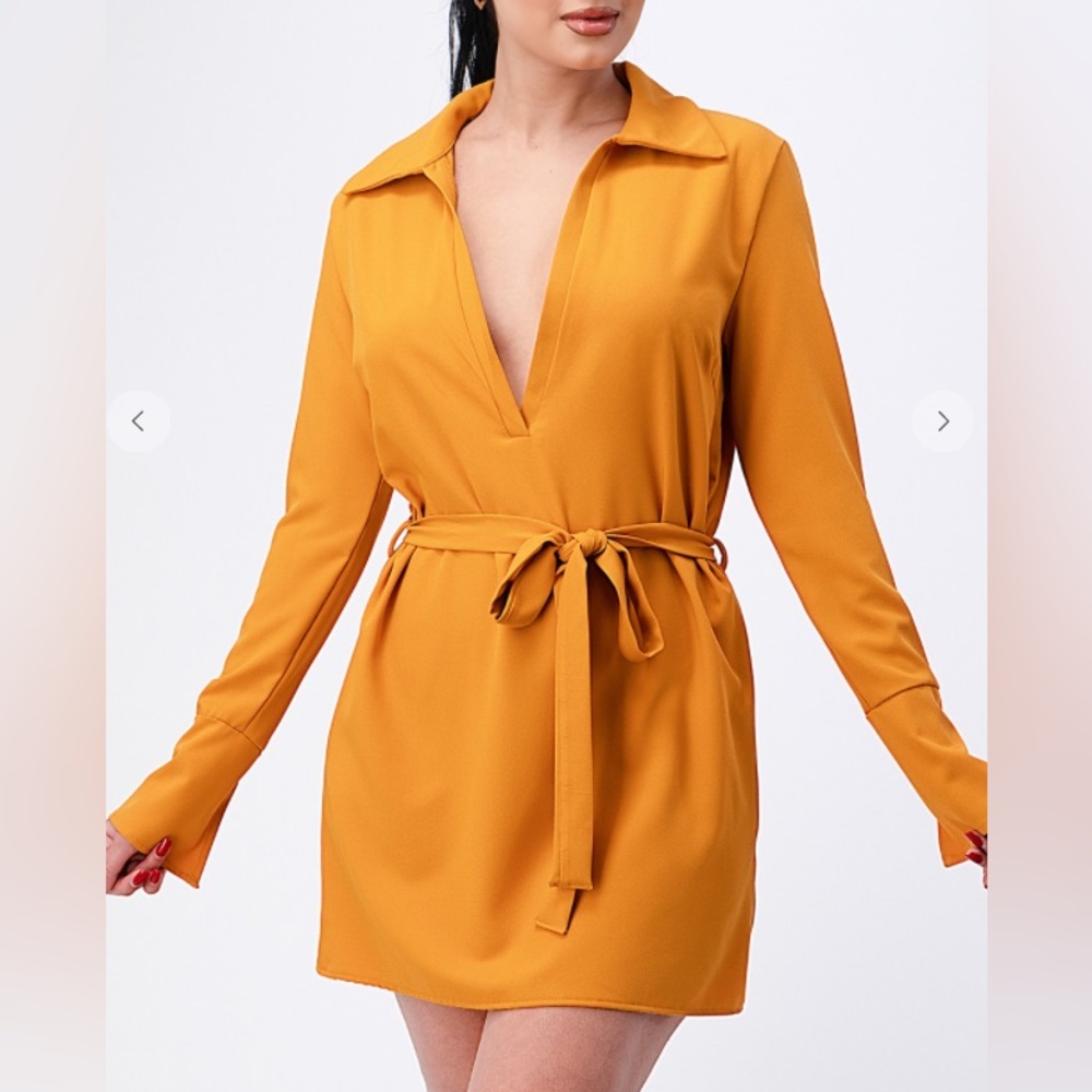 NEW‼️ Mustard Yellow Solid Midi Dress